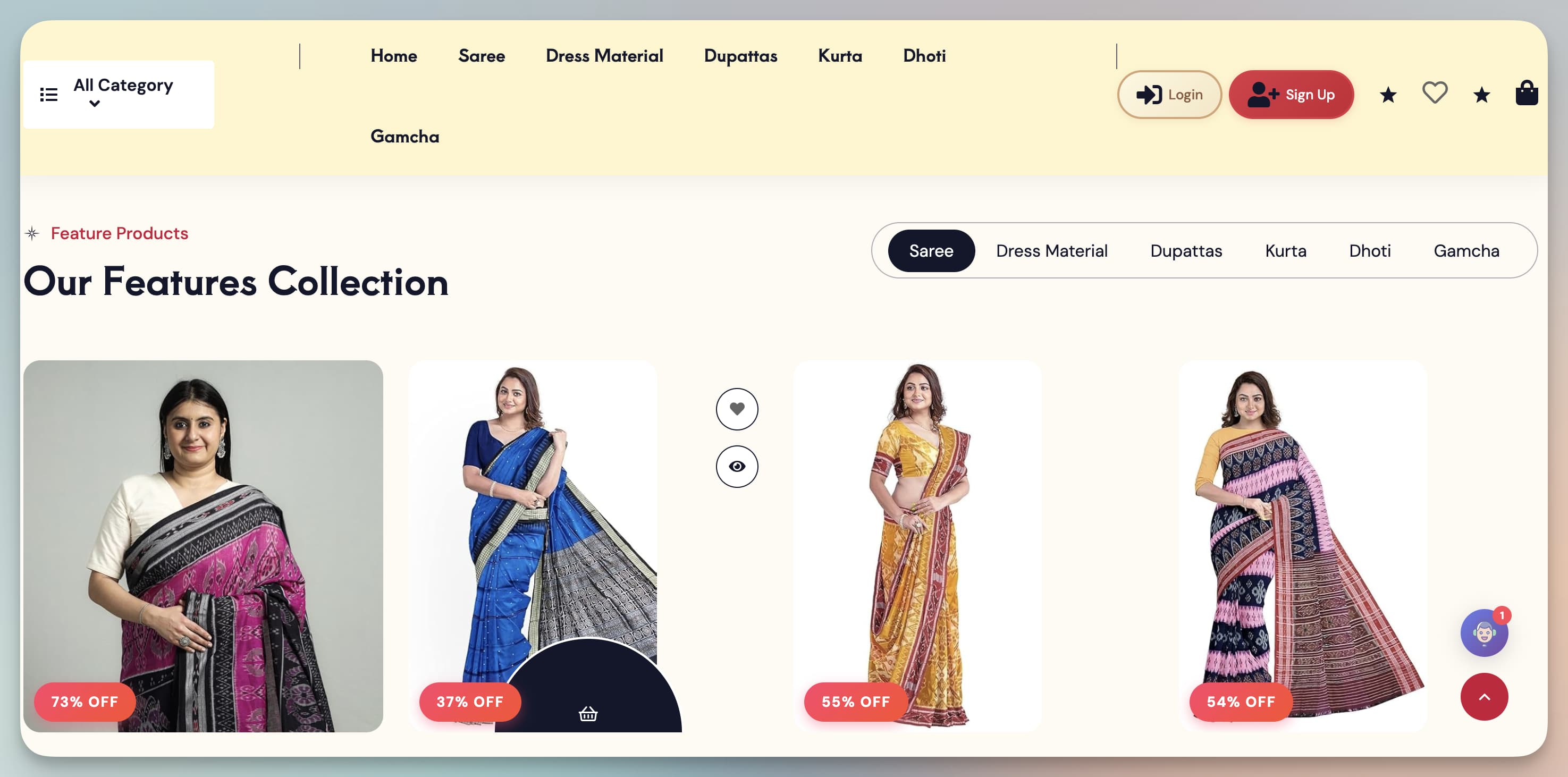 Utkal Handlooms eCommerce product collection interface